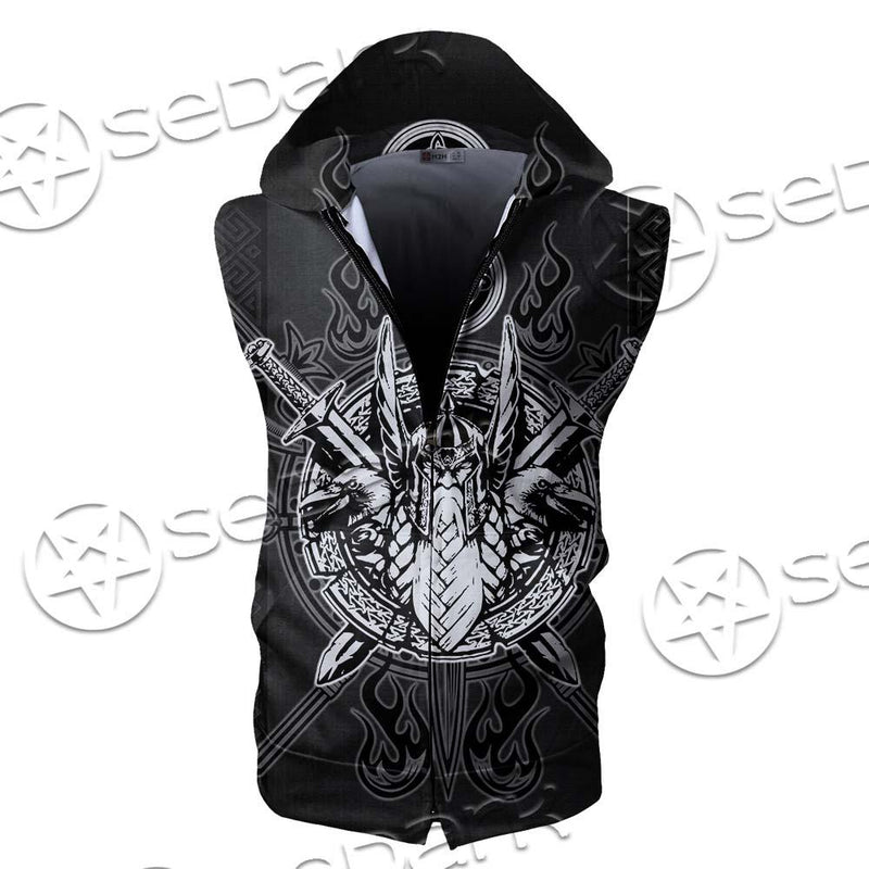 Viking Odin’S Ravens Axe SED-0675 Zip Sleeveless Hoodie