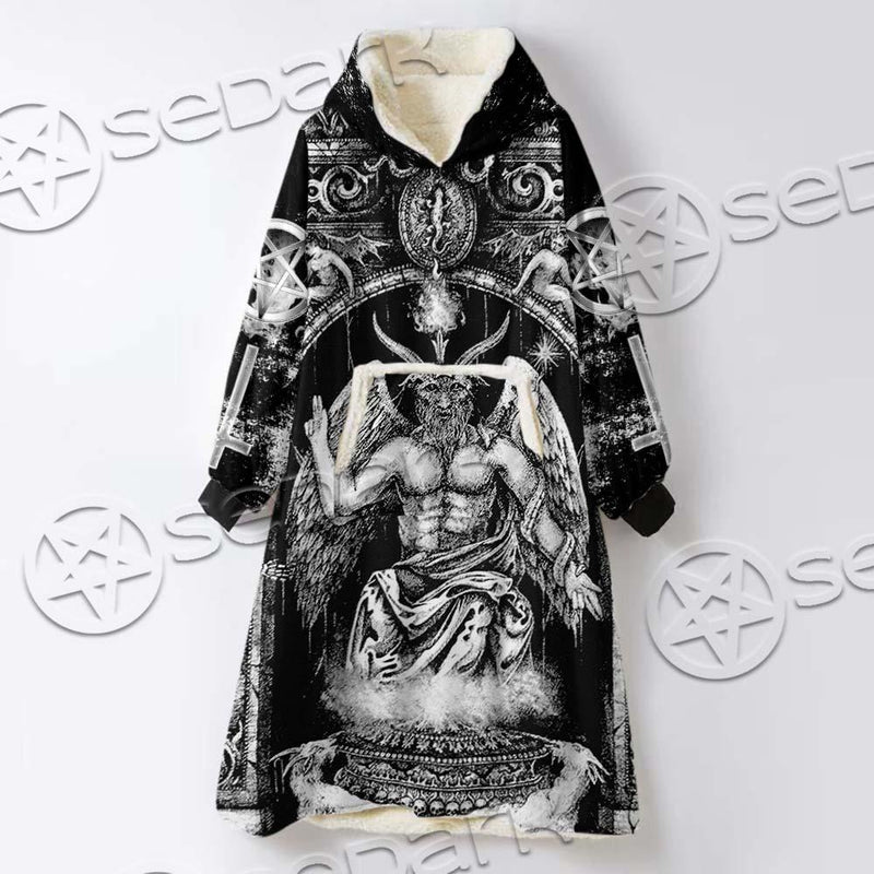 Baphomet And Skeleton SED-0678 Oversized Sherpa Blanket Hoodie