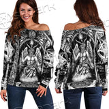 Baphomet And Skeleton SED-0678 Off Shoulder Sweaters
