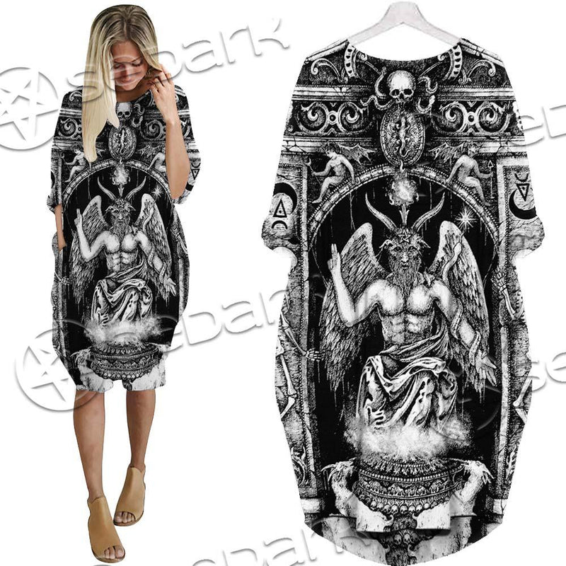Baphomet And Skeleton SED-0678 Batwing Pocket Dress