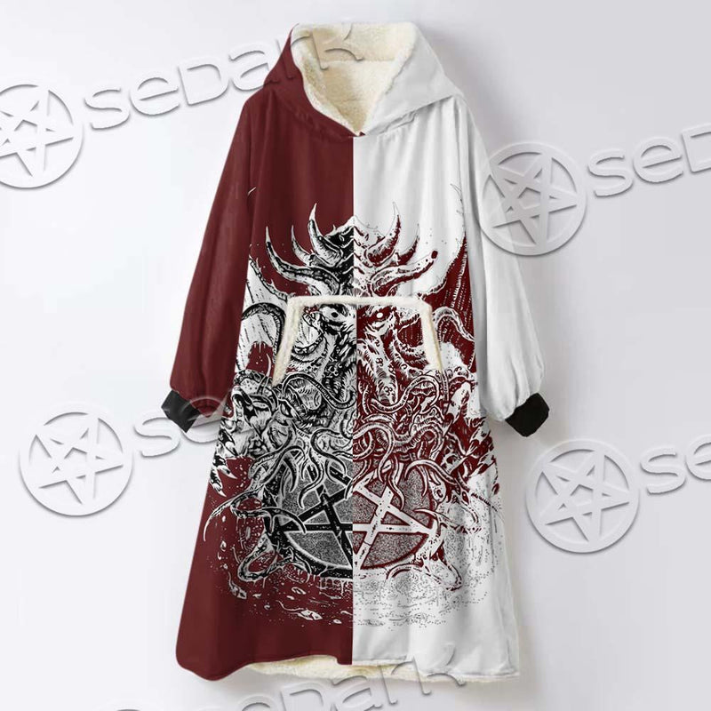 Satanic Cthulhu SED-0681 Oversized Sherpa Blanket Hoodie