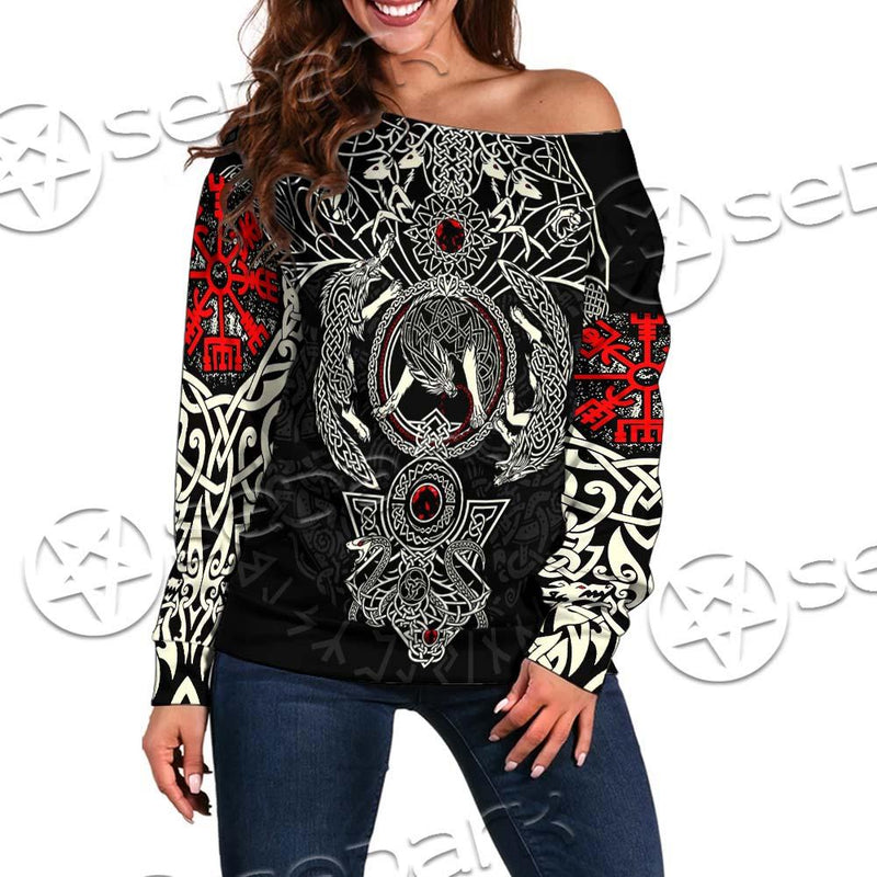 Yggdrasil Norse Mythology SED-0682 Off Shoulder Sweaters