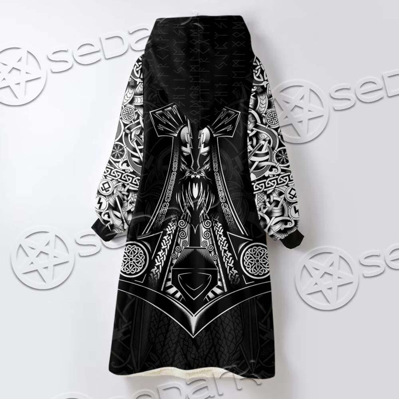 Viking Odin Thor'S Hammer SED-0683 Oversized Sherpa Blanket Hoodie