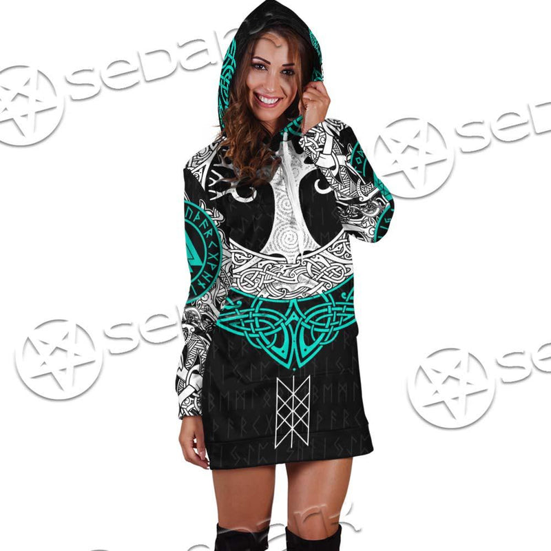 Yggdrasil And Viking Compass Vegvisir SED-0686 Hoodie Dress