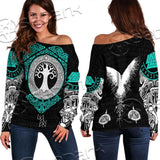 Yggdrasil And Viking Compass Vegvisir SED-0686 Off Shoulder Sweaters