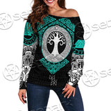 Yggdrasil And Viking Compass Vegvisir SED-0686 Off Shoulder Sweaters