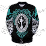 Yggdrasil And Viking Compass Vegvisir SED-0686 Button Jacket