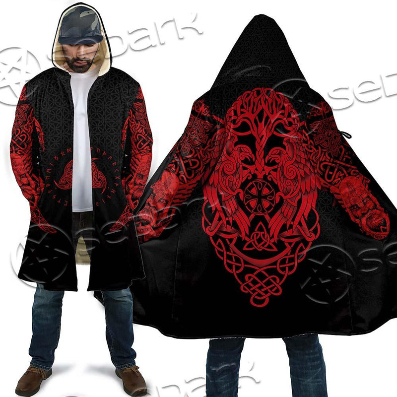 Ravens Norse Mythology Red Pattern SED-0697 Cloak