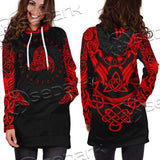 Ravens Norse Mythology Red Pattern SED-0697 Hoodie Dress