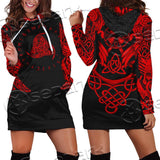 Ravens Norse Mythology Red Pattern SED-0697 Hoodie Dress