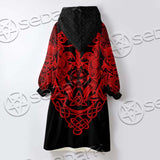 Ravens Norse Mythology Red Pattern SED-0697 Oversized Sherpa Blanket Hoodie