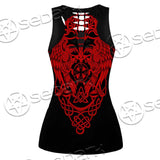 Ravens Norse Mythology Red Pattern SED-0697 Women Tank Top