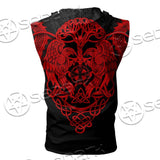 Ravens Norse Mythology Red Pattern SED-0697 Zip Sleeveless Hoodie