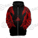 Ravens Norse Mythology Red Pattern SED-0697 Hoodie & Zip Hoodie Raglan