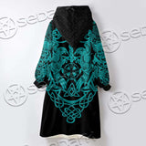 Ravens Norse Mythology Green Pattern SED-0698 Oversized Sherpa Blanket Hoodie