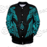 Ravens Norse Mythology Green Pattern SED-0698 Button Jacket