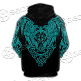 Ravens Norse Mythology Green Pattern SED-0698 Hoodie & Zip Hoodie Raglan