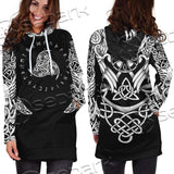 Ravens Norse Mythology White Pattern SED-0699 Hoodie Dress