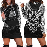 Ravens Norse Mythology White Pattern SED-0699 Hoodie Dress