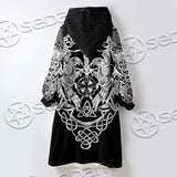 Ravens Norse Mythology White Pattern SED-0699 Oversized Sherpa Blanket Hoodie