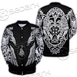 Ravens Norse Mythology White Pattern SED-0699 Button Jacket