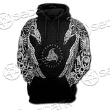 Ravens Norse Mythology White Pattern SED-0699 Hoodie & Zip Hoodie Raglan