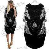 Ravens Norse Mythology White Pattern SED-0699 Batwing Pocket Dress