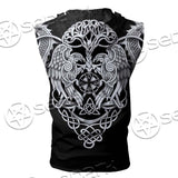 Ravens Norse Mythology White Pattern SED-0699 Zip Sleeveless Hoodie