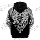 Ravens Norse Mythology White Pattern SED-0699 Hoodie & Zip Hoodie Raglan