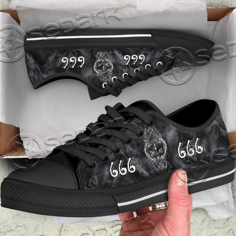 Satanic Cat 666 SED-0702 Unisex Canvas Shoes Low Top