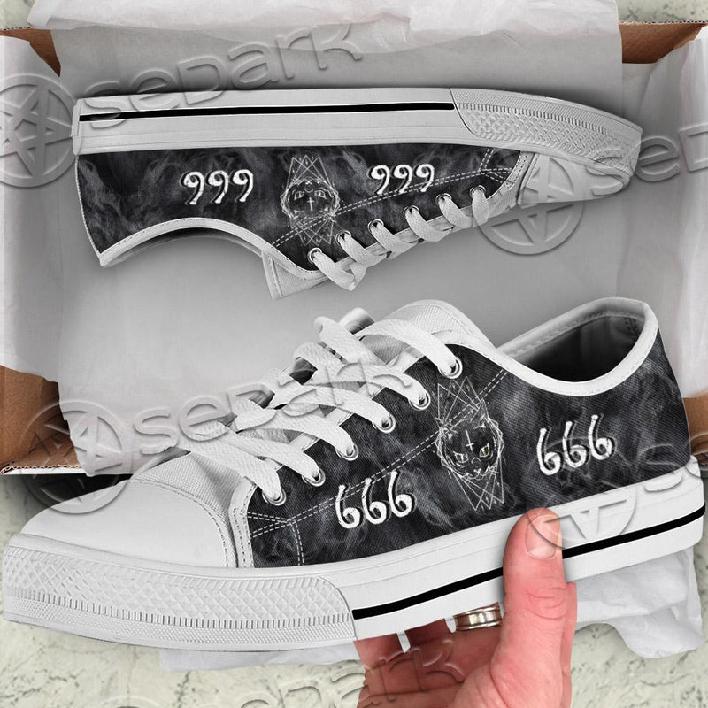Satanic Cat 666 SED-0702 Unisex Canvas Shoes Low Top