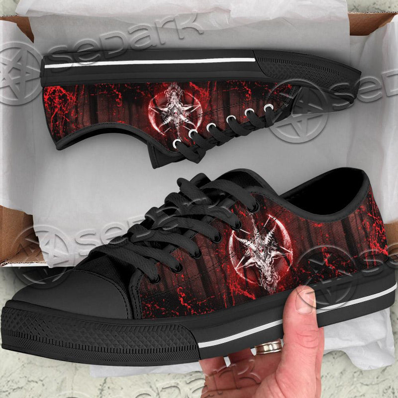 Red Sigil Of Baphomet SED-0704 Unisex Canvas Shoes Low Top