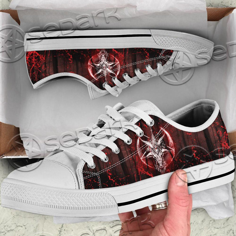 Red Sigil Of Baphomet SED-0704 Unisex Canvas Shoes Low Top