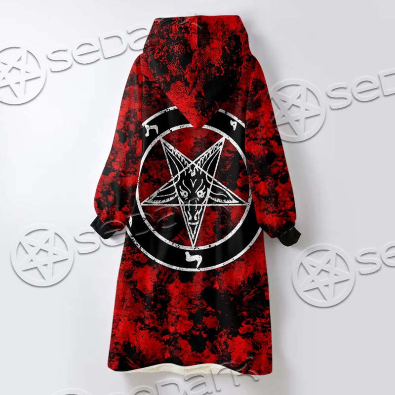 Red Sigil Baphomet SED-0718 Oversized Sherpa Blanket Hoodie