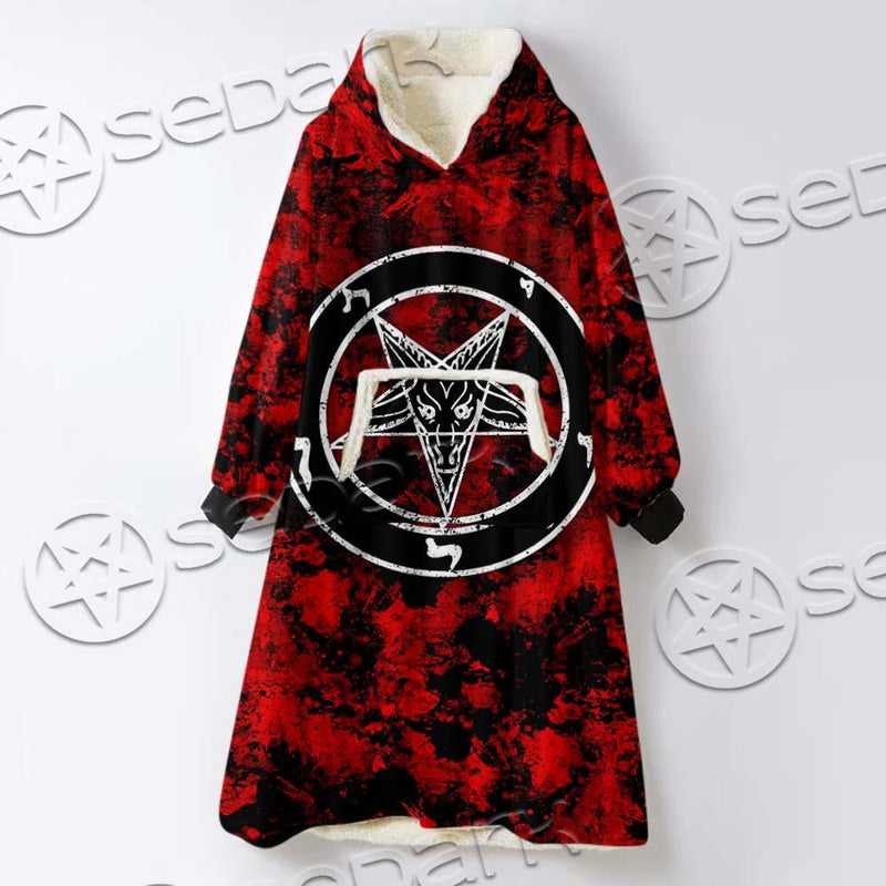 Red Sigil Baphomet SED-0718 Oversized Sherpa Blanket Hoodie