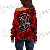 Red Sigil Baphomet SED-0718 Off Shoulder Sweaters