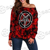 Red Sigil Baphomet SED-0718 Off Shoulder Sweaters