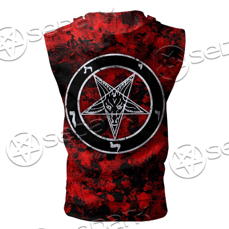 Red Sigil Baphomet SED-0718 Zip Sleeveless Hoodie