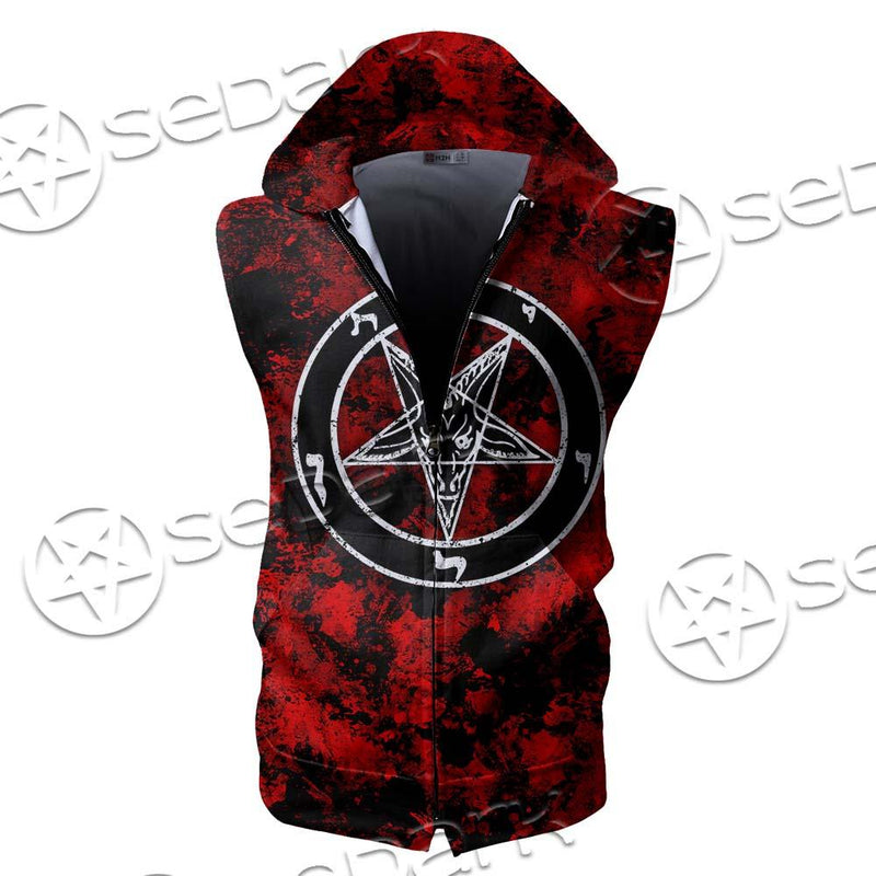 Red Sigil Baphomet SED-0718 Zip Sleeveless Hoodie