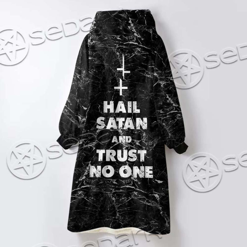 Hail Satan And Trust No One SED-0719 Oversized Sherpa Blanket Hoodie