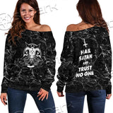 Hail Satan And Trust No One SED-0719 Off Shoulder Sweaters