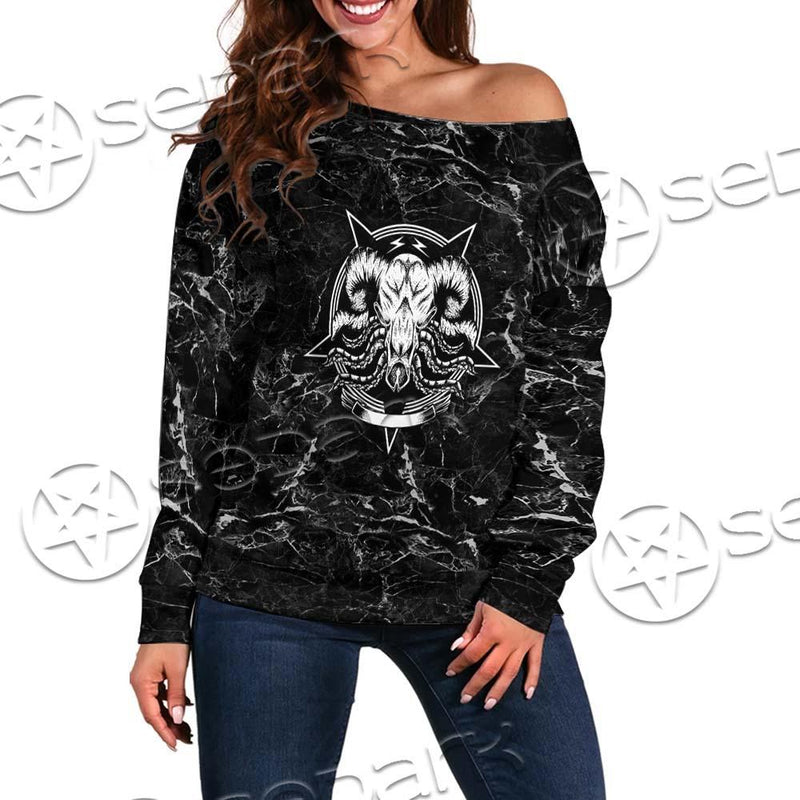 Hail Satan And Trust No One SED-0719 Off Shoulder Sweaters