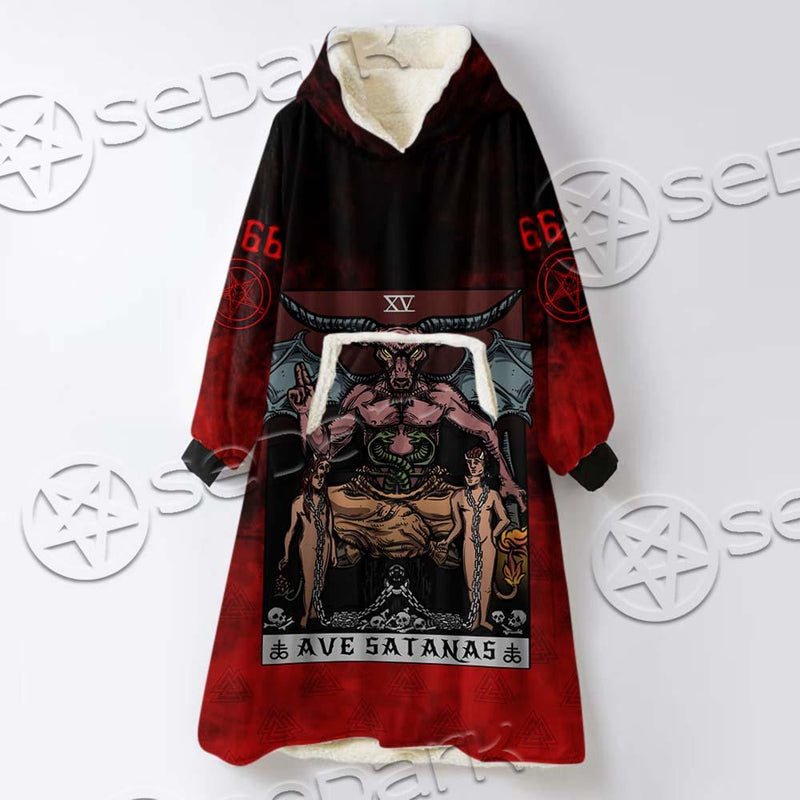 Satan Tarot Card SED-0726 Oversized Sherpa Blanket Hoodie