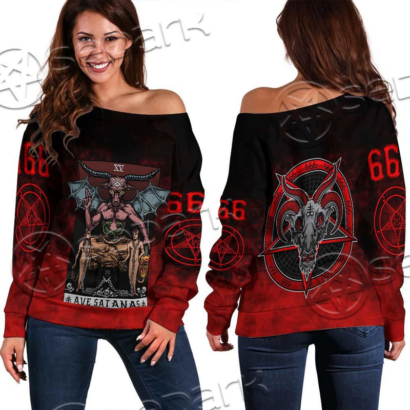 Satan Tarot Card SED-0726 Off Shoulder Sweaters