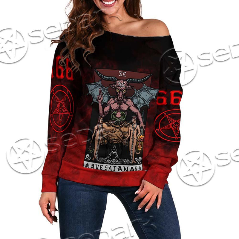 Satan Tarot Card SED-0726 Off Shoulder Sweaters