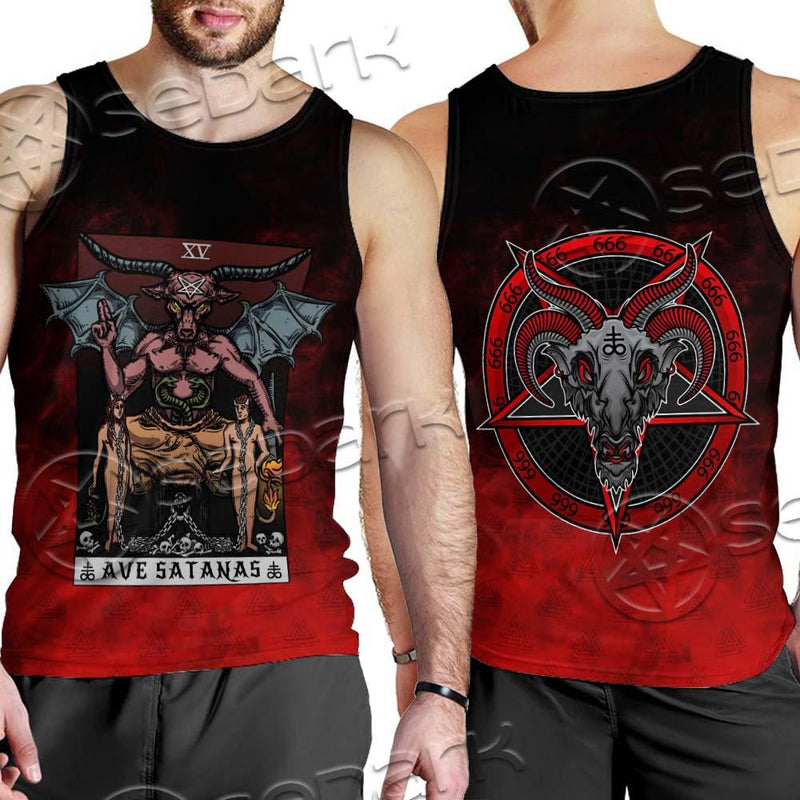 Satan Tarot Card SED-0726 Men Tank-tops