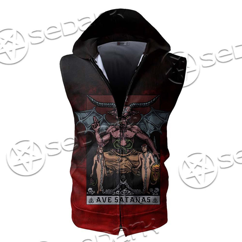 Satan Tarot Card SED-0726 Zip Sleeveless Hoodie