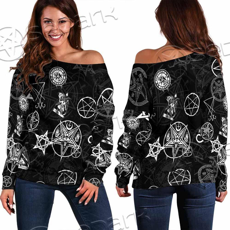 Baphomet Forever Occult SED-0732 Off Shoulder Sweaters