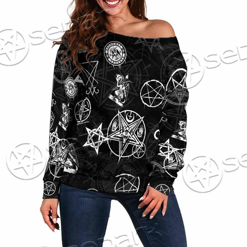 Baphomet Forever Occult SED-0732 Off Shoulder Sweaters