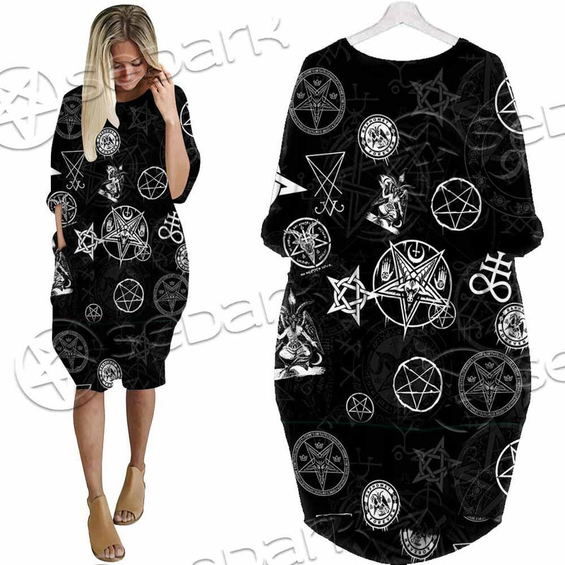 Baphomet Forever Occult SED-0732 Batwing Pocket Dress